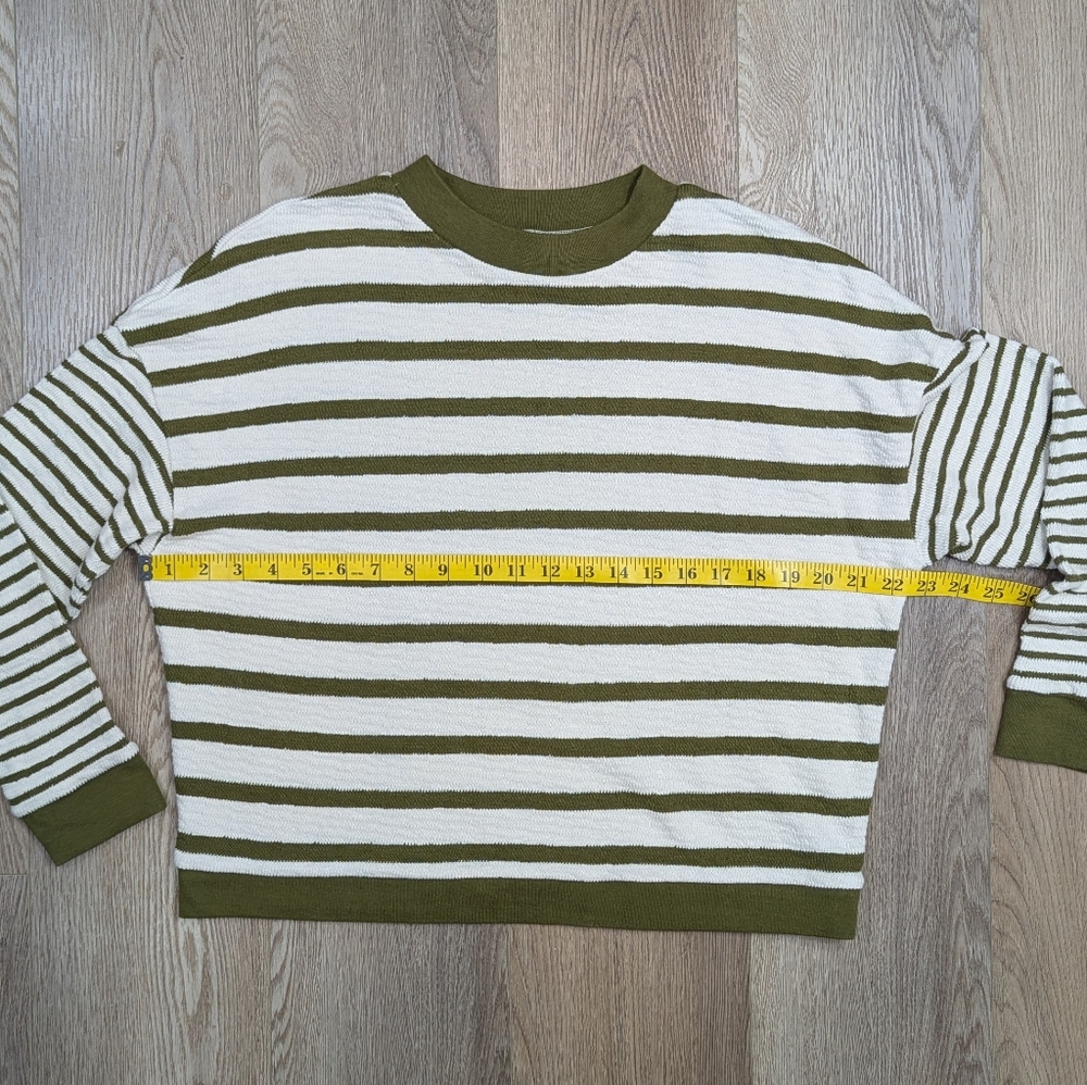 Madewell - Stripe Play Knit Sweater Top - Cream/Olive - Women's Medium - Picture 5 of 7